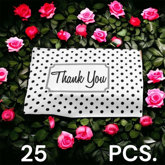 25 10X13 Poly Mailers White & Black Polka Dot, - Picture 3 of 4